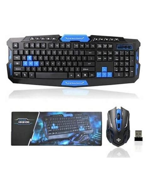 Black & Blue Wireless Keyboard & Mouse - Afandee Lebanon