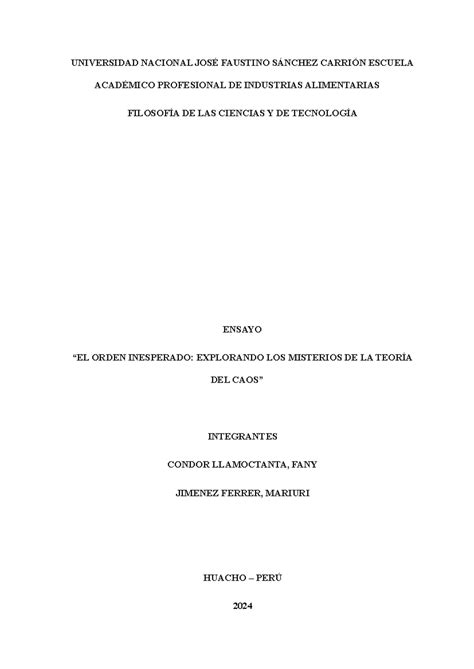 La Teoria Del Caos La Teoría Del Caos Es La Rama De La Matemática La