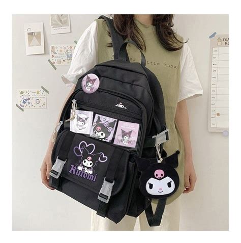 Mochila Escolar Estilo Coreano Kawaii Sanrio Kuromi Meses Sin Intereses