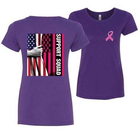 Support Squad Breast Cancer Awareness Warrior American Flag Front And