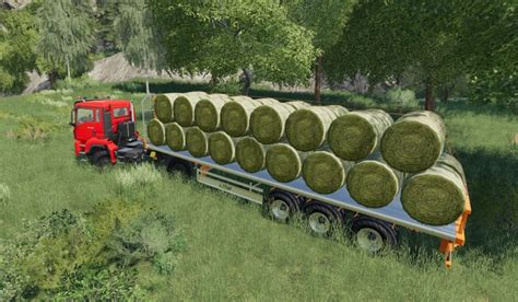 Fs Fliegl Flatbed Semitrailer V Bale Transport Mod F R Farming