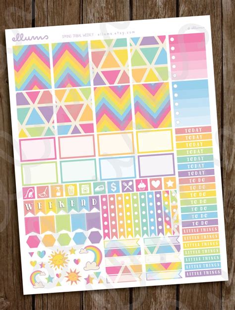 Pastel Rainbow Weekly Planner Stickers PRINTABLE Instant | Etsy