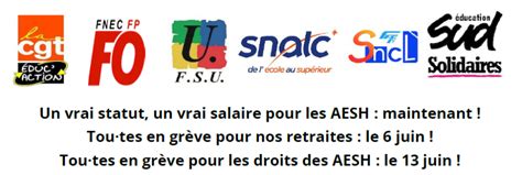 Communiqué Intersyndical APPEL à la grève AESH le 13 juin UNSEN CGT