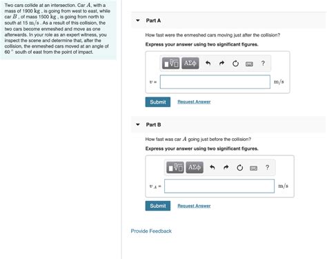 Solved Part A Two Cars Collide At An Intersection Car A Chegg