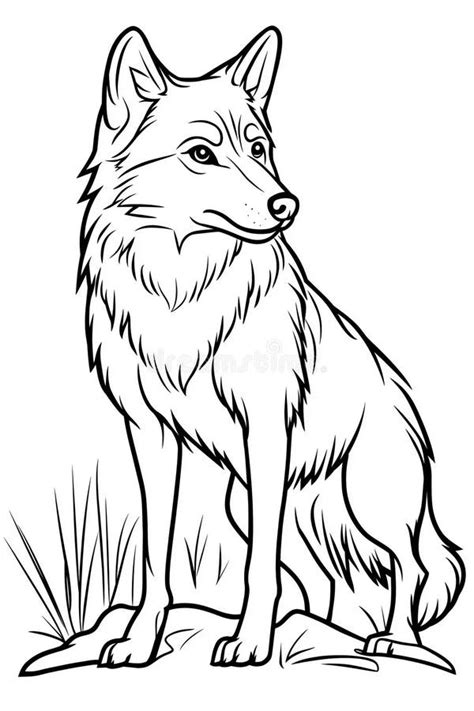 Majestic Wolf Illustration - Kids Coloring Book Line Art, Wildlife ...