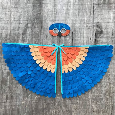 Blue Bird Costume Set // Wings and Mask // Light Blue or Dark Blue