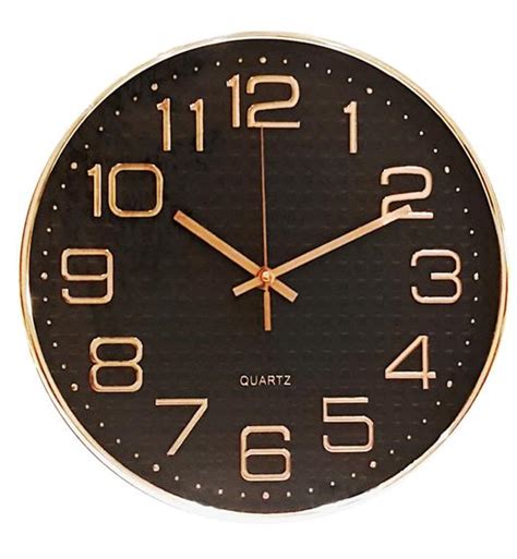 Relógio Parede Quartz Silencioso 30 Cm Diametro Gold Dourado Numeros em