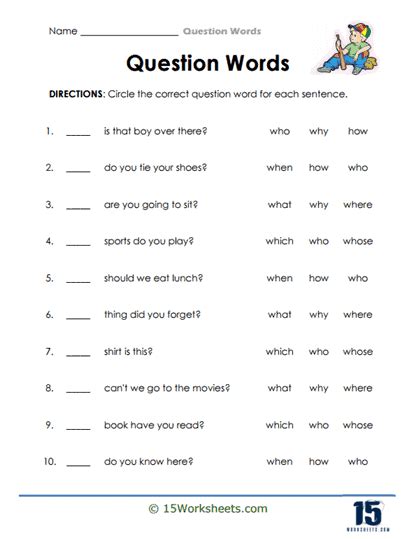 Question Words Worksheets 15 Worksheets Library