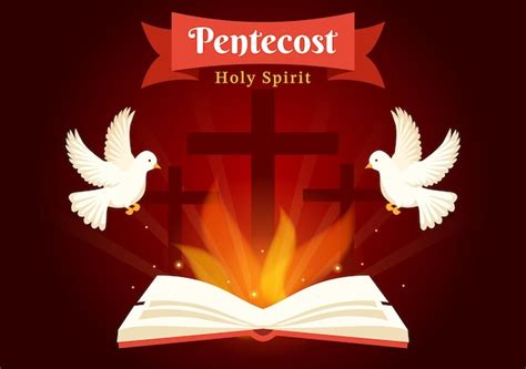 Premium Vector Pentecost Sunday Illustration With Flame And Holy Spirit Dove In Christian