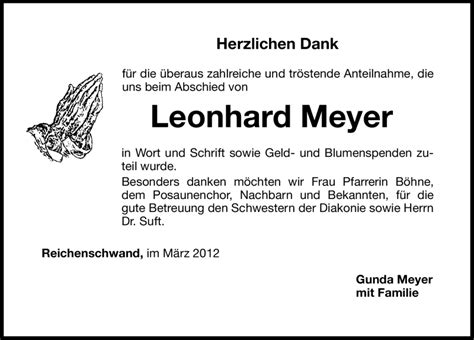 Traueranzeigen Von Leonhard Meyer Gemeinsamtrauern N Land