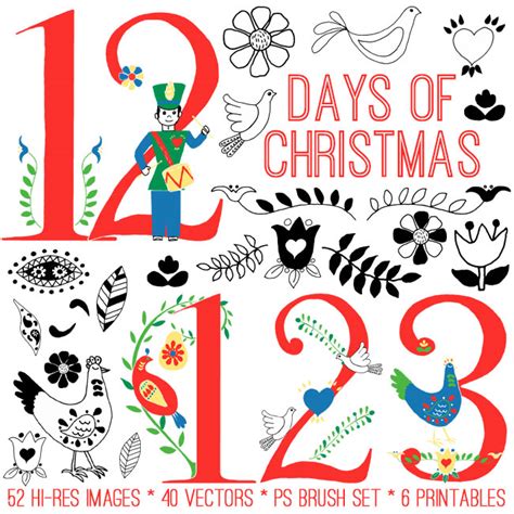 12 Days Of Christmas Clipart Vector Illustration Card Of The 12 Days