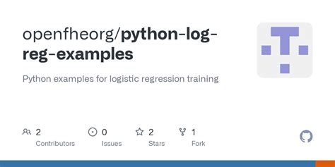 Github Openfheorgpython Log Reg Examples Python Examples For