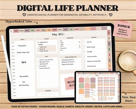 Goodnotes Digital Planner Ipad Stickers Undated Life Planner Boho