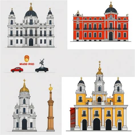 Premium Vector Madrid Vector Set White Background Isolated A High