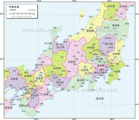 地図素材中央日本 行政区分図 83109 ベクトル地図素材 加工編集できるai形式データ アフロモール