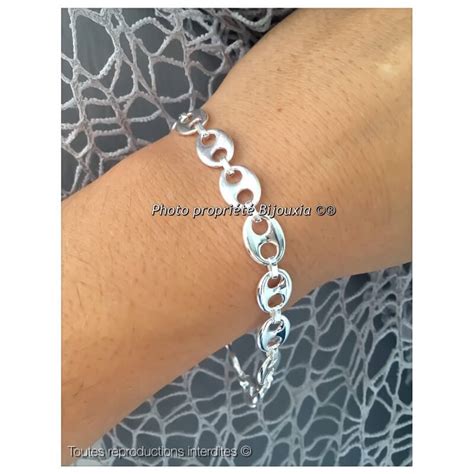 Bracelet Grain De Café 21CM X 8 MM Argent Massif 925 000 Rhodié Bijoux