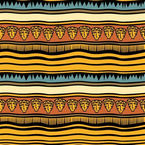 Ancient Stripes Tribal Hand Drawn Pattern Premium Vector