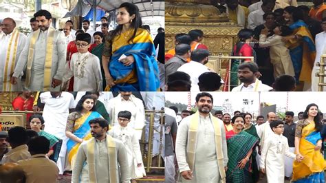 Nara Lokesh And Nara Brahmani With Bhuvaneswari Visits Tirumala On