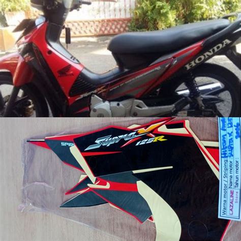 Striping Stiker Lis Standar Motor Honda Supra X 125r 2006 Hitam Merah