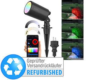 Luminea Home Control LED Gartenstrahler 230V WLAN Gartenstrahler RGB