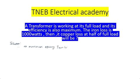 How To Calculate Full Load Copper Loss In A Transformer Youtube