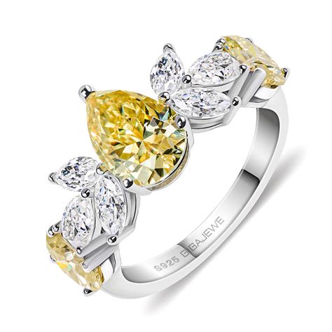 Gigajewe K K K White Gold Mm Ct Vivid Yellow Color Pear Cut