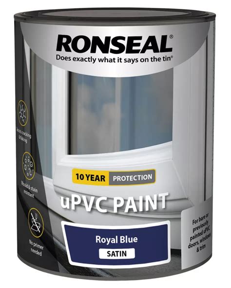 Ronseal 750ml Royal Blue Satin Self Priming uPVC Paint - Screwfix