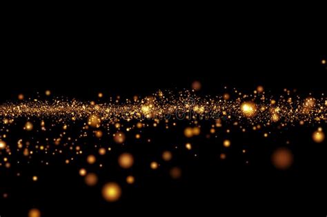 Christmas golden light shine particles bokeh on black background ...