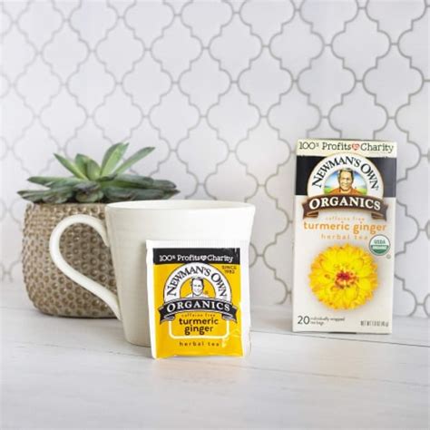 Newmans Own Organic Turmeric Ginger Herbal Tea With 20 Tea Bags Per