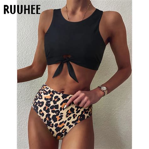 RUUHEE Traje De Ba O De Dos Piezas Para Mujer Bikini De Leopardo