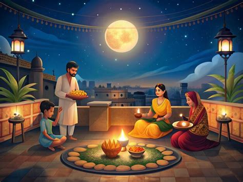 Beautiful Illustrations Of Sharad Purnima Celebrations Premium Ai