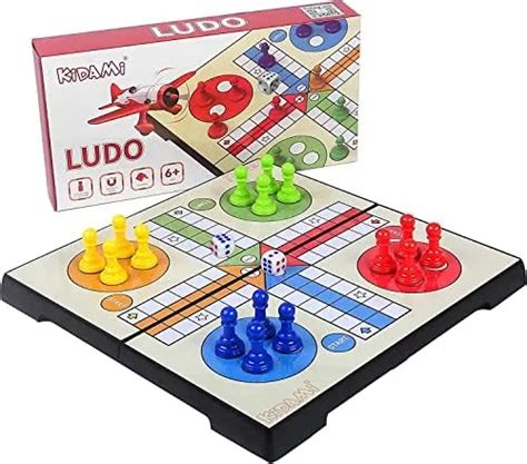 Jogo de tabuleiro magnético Kidami Ludo dobrável e para transportar