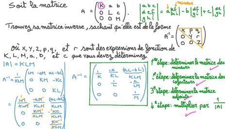 Vidéo Question Déterminer Linverse Dune Matrice Triangulaire