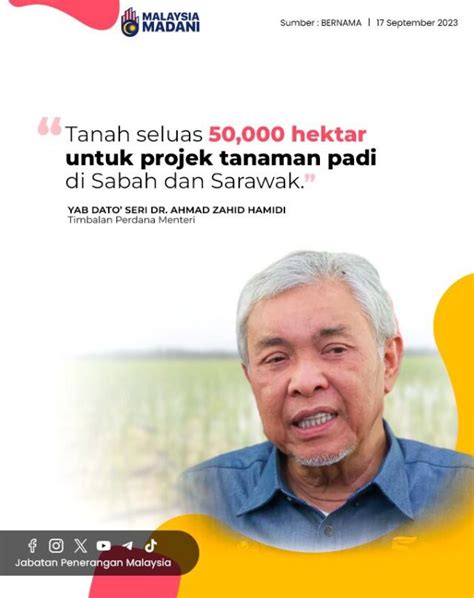 TANAH SELUAS 50 000 HEKTAR UNTUK PROJEK TANAMAN PADI DI SABAH DAN