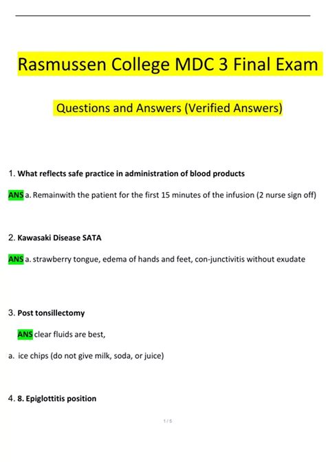 Rasmussen College MDC 3 Final Exam Questions And Answers 2024 2025