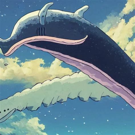 Huge Space Whale Miyazaki Style Studio Ghibli Stable Diffusion