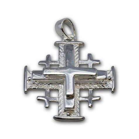 Sterling Silver Jerusalem Cross Three Layers Yardenit Baptismal Site