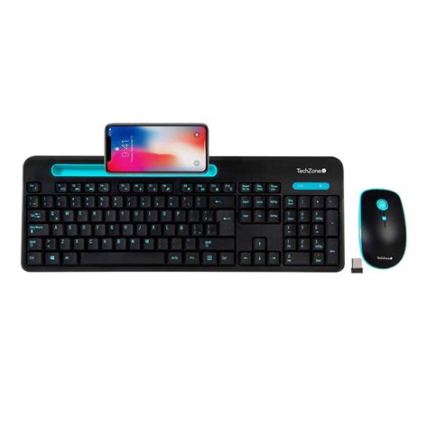 Techzone Teclado Y Mouse Inal Mbrico Plug Play Con Soporte Para