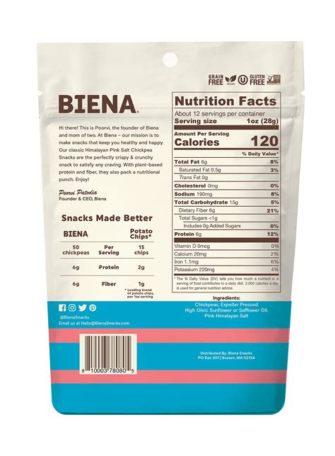 Snapklik BIENA Roasted Chickpea Snacks Himalayan Salt 1 Value