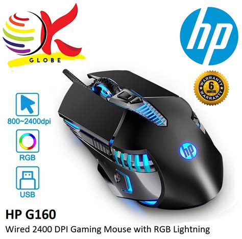 Hp G160 800 2400dpi 4 Levels 7 Buttons Adjustable Wired Rgb Gaming