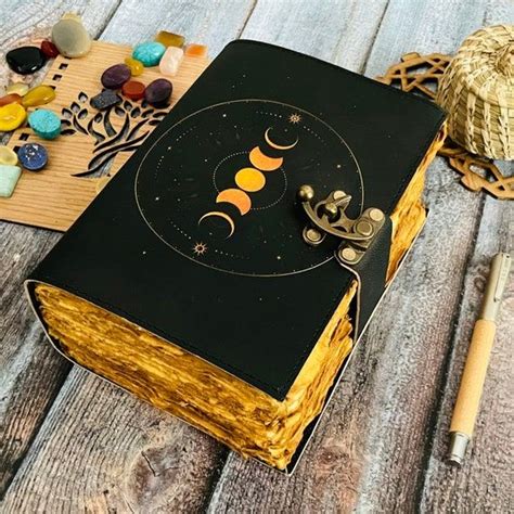 Buy Page Large Grimoire Leather Journal Leather Print Moon Phases