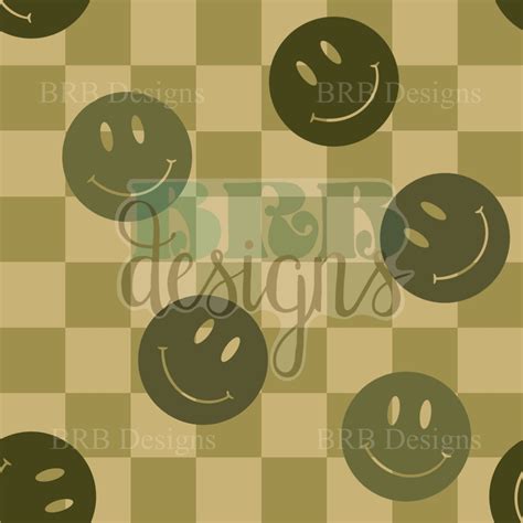 Green Smiley Face Hand Drawn Digital PNG Seamless File - Etsy