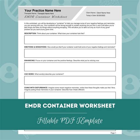 Emdr Container Worksheet Editable Fillable Pdf Template Etsy