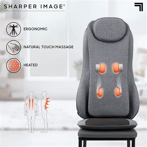 Sharper Image Smartsense Shiatsu Realtouch Chair Pad Massager With Soothing Heat 4 Deep