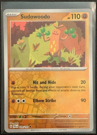 Sudowoodo Reverse Holo Ungraded Pokemon Paldea Evolved