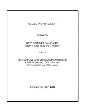 Fillable Online Collective Agreement Between Gate Gourmet Fax