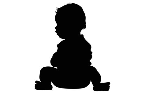 Baby Silhouette Isolated On White Background Silhouette Of Baby Nine