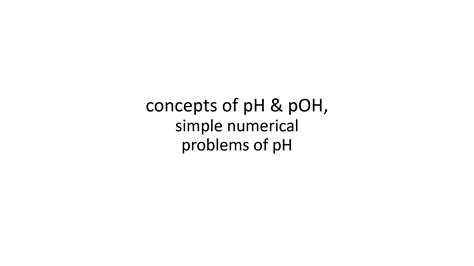 Solution Concepts Of Ph Poh Studypool