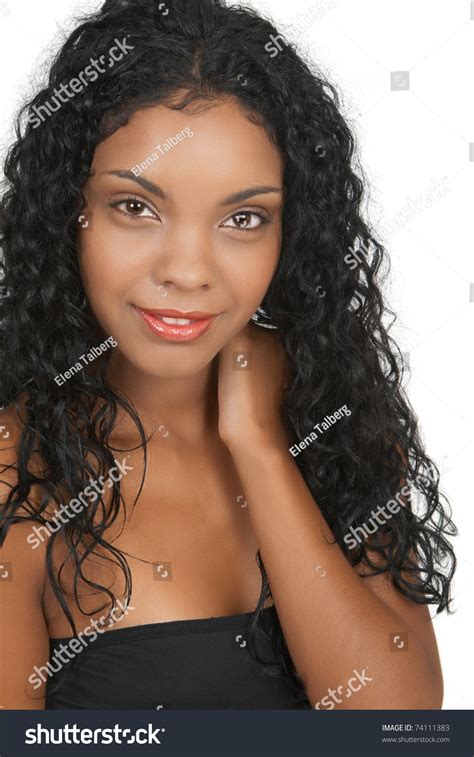 Beautiful Brunette African Woman On White Stock Photo 74111383 Shutterstock