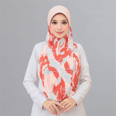 Tudung Sarung Sarima Printed Corak Mosscrepe D M L Sila Baca